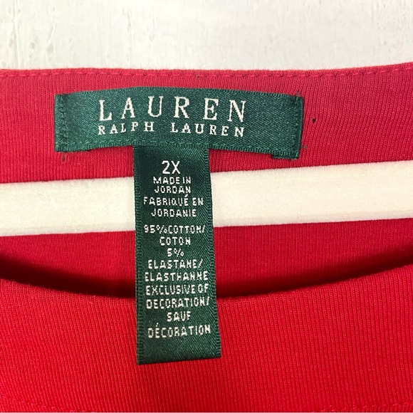 Lauren Ralph Lauren‎ Long Sleeve Tee Boatneck Red Classic Preppy Old Money 2X - Picture 9 of 12